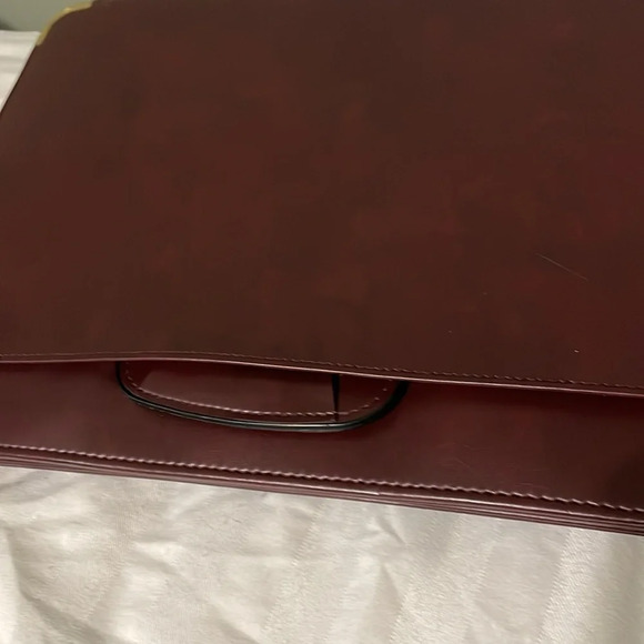 Vintage NWT Cambridge Leather Portfolio Briefcase with Ampad Pocket Dark Brown - Picture 9 of 10